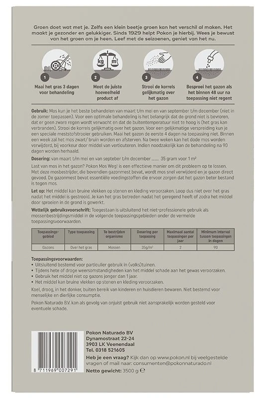 Pokon Mos Weg! 3,5kg Voor 100m² 4 Pokon Mos Weg! 3,5kg Voor 100m² - Afbeelding 2